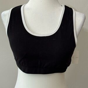 NWT Active Black Sports Bralette with White Trim size large